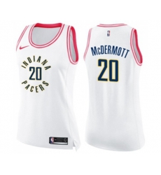 Womens Indiana Pacers #20 Doug McDermott Swingman White Pink Fashion Basketball Jersey