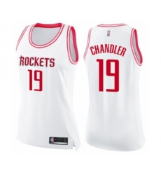 Womens Houston Rockets #19 Tyson Chandler Swingman White Pink Fashion Basketball Jersey