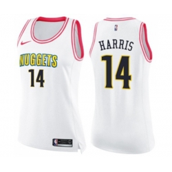 Womens Denver Nuggets #14 Gary Harris Swingman White Pink Fashion Basketball Jersey