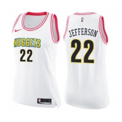 Womens Denver Nuggets #22 Richard Jefferson Swingman White Pink Fashion Basketball Jersey