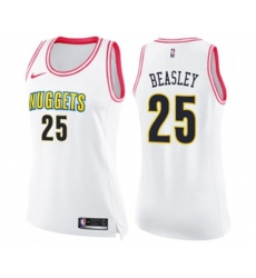 Womens Denver Nuggets #25 Malik Beasley Swingman White Pink Fashion Basketball Jersey