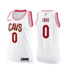 Womens Cleveland Cavaliers #0 Kevin Love Swingman White Pink Fashion Basketball Jersey