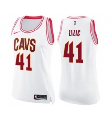 Womens Cleveland Cavaliers #41 Ante Zizic Swingman White Pink Fashion Basketball Jersey