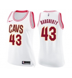 Womens Cleveland Cavaliers #43 Brad Daugherty Swingman White Pink Fashion Basketball Jersey