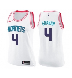 Womens Charlotte Hornets #4 Devonte Graham Swingman White Pink Fashion Basketball Jersey
