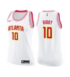 Womens Atlanta Hawks #10 Mike Bibby Swingman White Pink Fashion Basketball Jersey