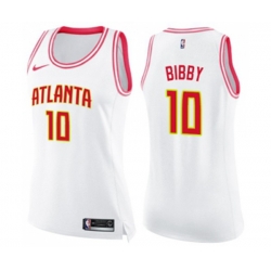 Womens Atlanta Hawks #10 Mike Bibby Swingman White Pink Fashion Basketball Jersey