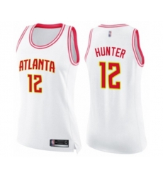 Womens Atlanta Hawks #12 DeAndre Hunter Swingman White Pink Fashion Basketball Jersey