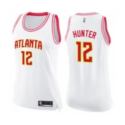 Womens Atlanta Hawks #12 DeAndre Hunter Swingman White Pink Fashion Basketball Jersey