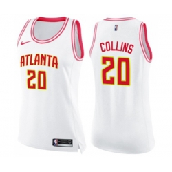 Womens Atlanta Hawks #20 John Collins Swingman White Pink Fashion Basketball Jersey