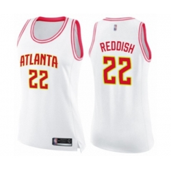 Womens Atlanta Hawks #22 Cam Reddish Swingman White Pink Fashion Basketball Jersey