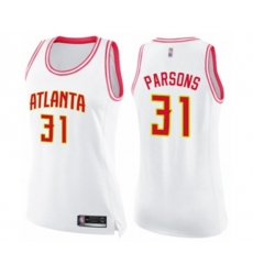 Womens Atlanta Hawks #31 Chandler Parsons Swingman White Pink Fashion Basketball Jersey