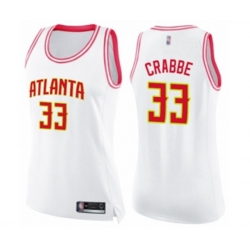 Womens Atlanta Hawks #33 Allen Crabbe Swingman White Pink Fashion Basketball Jersey