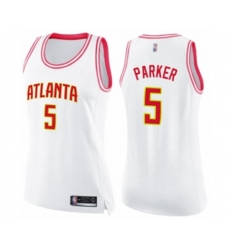 Womens Atlanta Hawks #5 Jabari Parker Swingman White Pink Fashion Basketball Jersey