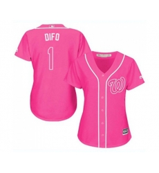 Womens Washington Nationals #1 Wilmer Difo Authentic Pink Fashion Cool Base Baseball Jersey