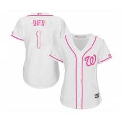 Womens Washington Nationals #1 Wilmer Difo Replica White Fashion Cool Base Baseball Jersey