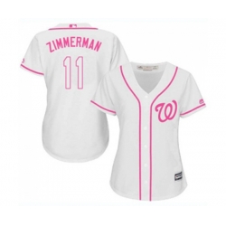 Womens Washington Nationals #11 Ryan Zimmerman Replica White Fashion Cool Base Baseball Jersey