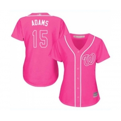 Womens Washington Nationals #15 Matt Adams Authentic Pink Fashion Cool Base Baseball Jersey