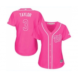 Womens Washington Nationals #3 Michael Taylor Authentic Pink Fashion Cool Base Baseball Jersey