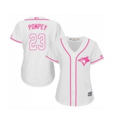 Womens Toronto Blue Jays #23 Dalton Pompey Authentic White Fashion Cool Base Baseball Jersey