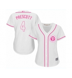 Womens Texas Rangers #4 Dak Prescott Replica White Fashion Cool Base Baseball Jersey