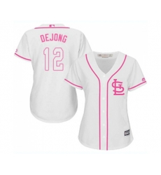 Womens St. Louis Cardinals #12 Paul DeJong Replica White Fashion Cool Base Baseball Jersey