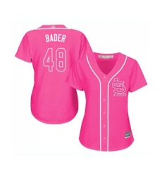 Womens St. Louis Cardinals #48 Harrison Bader Authentic Pink Fashion Cool Base Baseball Jersey