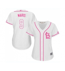 Womens St. Louis Cardinals #9 Roger Maris Replica White Fashion Cool Base Baseball Jersey