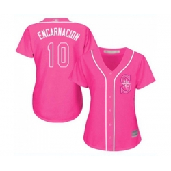 Womens Seattle Mariners #10 Edwin Encarnacion Authentic Pink Fashion Cool Base Baseball Jersey