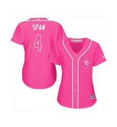 Womens Seattle Mariners #4 Denard Span Authentic Pink Fashion Cool Base Baseball Jersey
