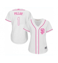 Womens San Francisco Giants #1 Kevin Pillar Authentic White Fashion Cool Base Baseball Jersey