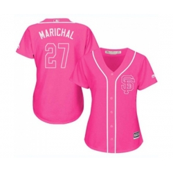 Womens San Francisco Giants #27 Juan Marichal Authentic Pink Fashion Cool Base Baseball Jersey