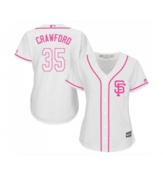 Womens San Francisco Giants #35 Brandon Crawford Authentic White Fashion Cool Base Baseball Jersey