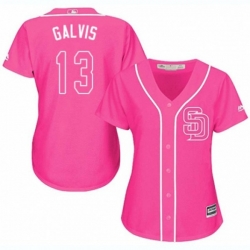 Womens San Diego Padres #13 Freddy Galvis Authentic Pink Fashion Cool Base MLB Jersey