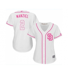 Womens San Diego Padres #2 Johnny Manziel Authentic White Fashion Cool Base Baseball Jersey