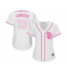 Womens San Diego Padres #33 Franchy Cordero Authentic White Fashion Cool Base Baseball Jersey