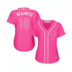 Womens Philadelphia Phillies #10 J. T. Realmuto Authentic Pink Fashion Cool Base Baseball Jersey Womens Philadelphia Phillies #10 J. T. Realmuto Authentic Pink Fashion Cool Base Baseball Jersey