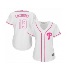 Womens Philadelphia Phillies #19 Greg Luzinski Authentic White Fashion Cool Base Baseball Jersey