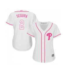 Womens Philadelphia Phillies #2 Jean Segura Authentic White Fashion Cool Base Baseball Jersey