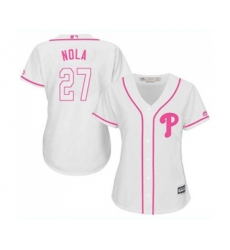 Womens Philadelphia Phillies #27 Aaron Nola Authentic White Fashion Cool Base Baseball Jersey