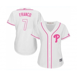 Womens Philadelphia Phillies #7 Maikel Franco Authentic White Fashion Cool Base Baseball Jersey Womens Philadelphia Phillies #7 Maikel Franco Authentic White Fashion Cool Base Baseball Jersey
