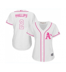Womens Oakland Athletics #2 Tony Phillips Replica White Fashion Cool Base Baseball Jersey