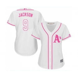 Womens Oakland Athletics #9 Reggie Jackson Replica White Fashion Cool Base Baseball Jersey Womens Oakland Athletics #9 Reggie Jackson Replica White Fashion Cool Base Baseball Jersey