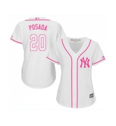 Womens New York Yankees #20 Jorge Posada Authentic White Fashion Cool Base Baseball Jersey