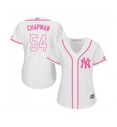 Womens New York Yankees #54 Aroldis Chapman Authentic White Fashion Cool Base Baseball Jersey