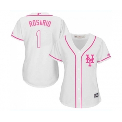 Womens New York Mets #1 Amed Rosario Authentic White Fashion Cool Base Baseball Jersey