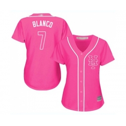 Womens New York Mets #7 Gregor Blanco Authentic Pink Fashion Cool Base Baseball Jersey