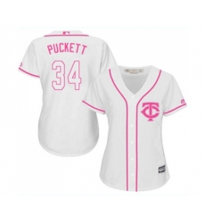 Womens Minnesota Twins #34 Kirby Puckett Replica White Fashion Cool Base Baseball Jersey