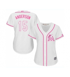 Womens Miami Marlins #15 Brian Anderson Replica White Fashion Cool Base Baseball Jersey