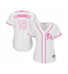 Womens Miami Marlins #16 Jose Fernandez Replica White Fashion Cool Base Baseball Jersey
